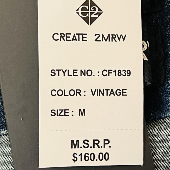 NWT Create 2MRW Men's Blue Denim Jacket Size M Distressed Hand Painted Stretch - Picture 7 of 11